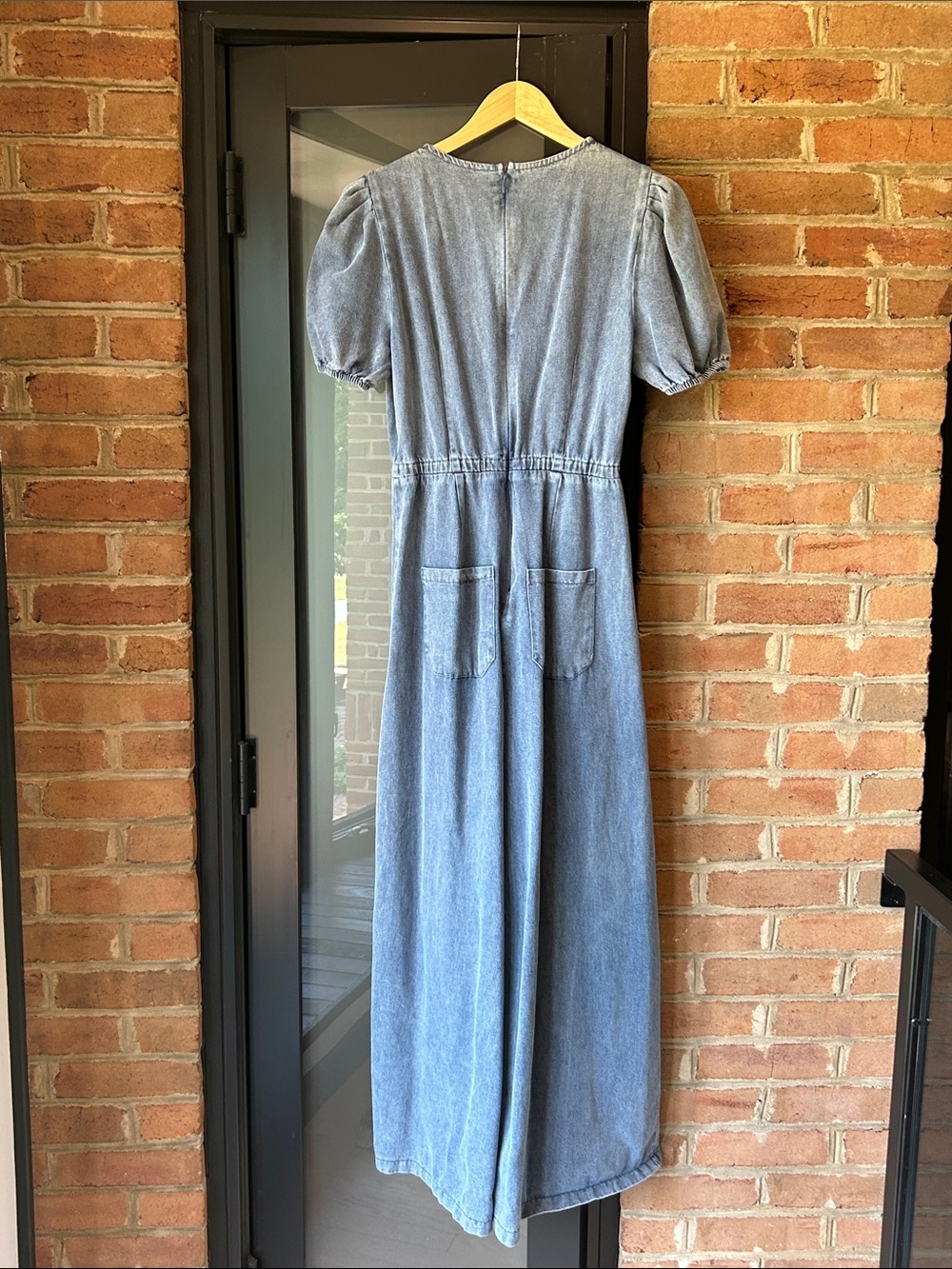 bohme Gray Denim Jumpsuit with Light Blue Trim - Picture 5 of 5